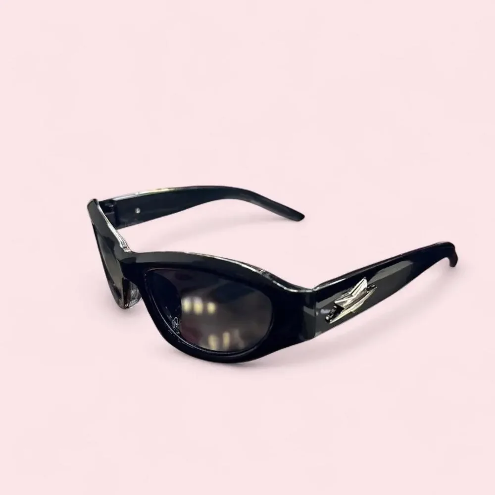 Black frame silver star sunglasses Cybergoth cyberpunk alt rave
